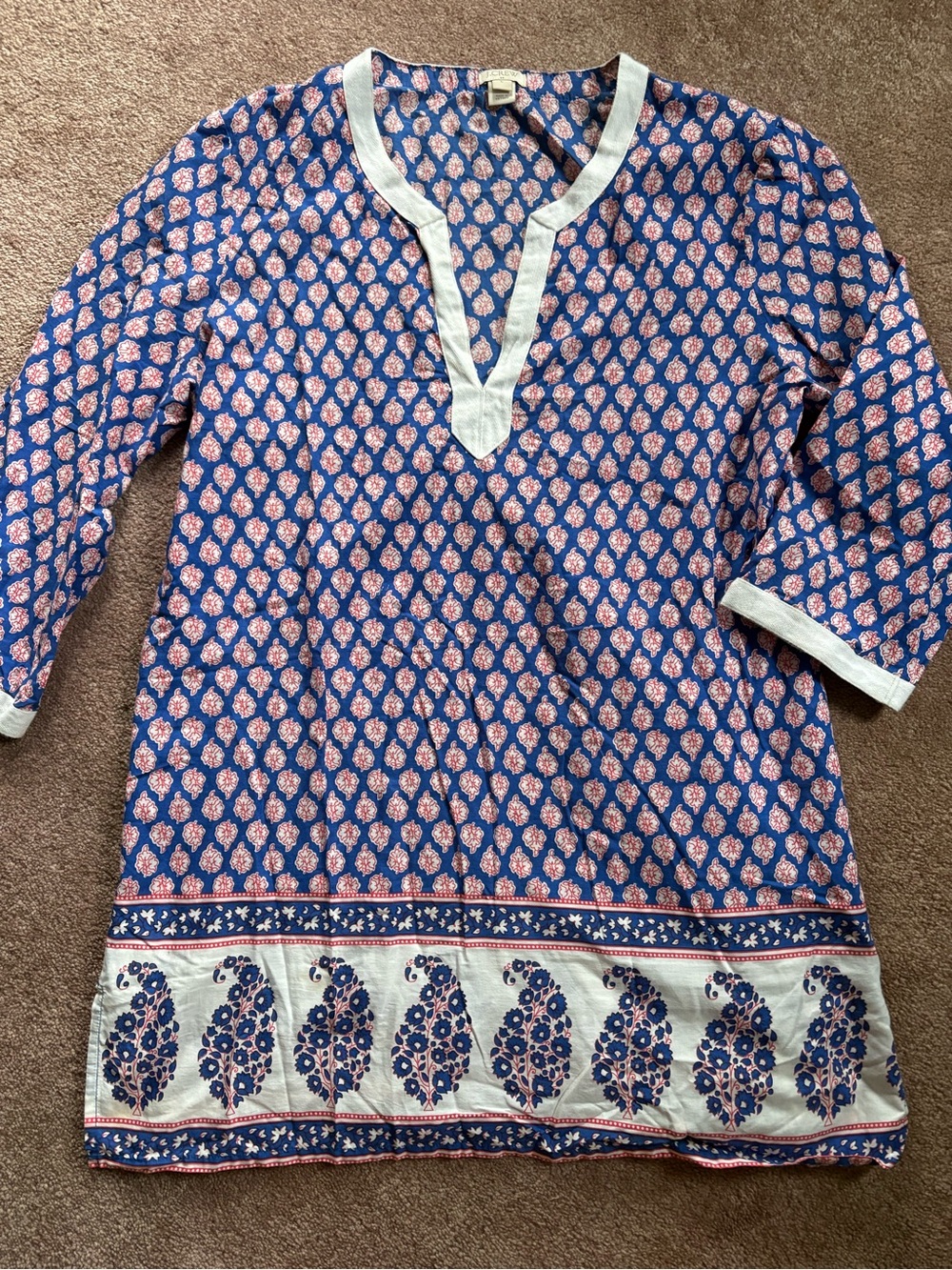 Jcrew Women’s print beach swimsuit coverup dress shirt size large EUC
